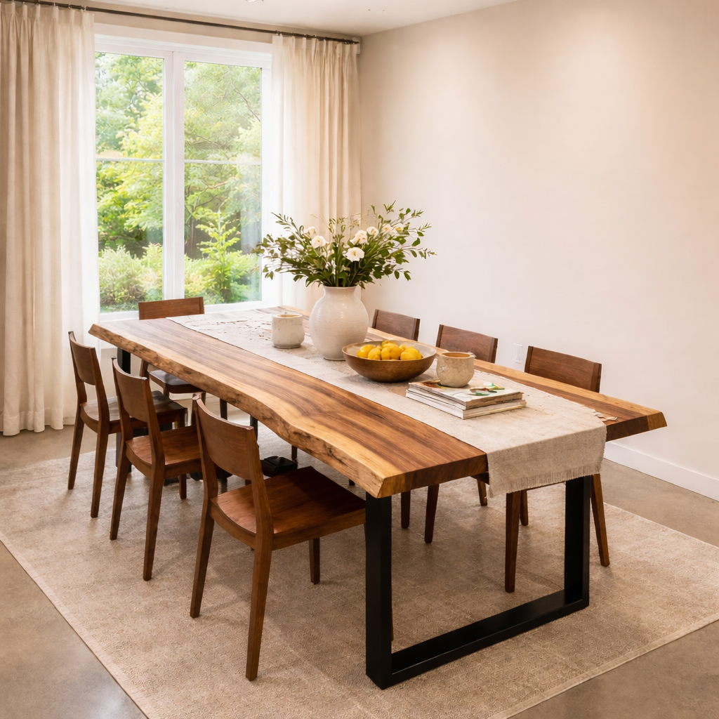 Doğal kenar yemek masası